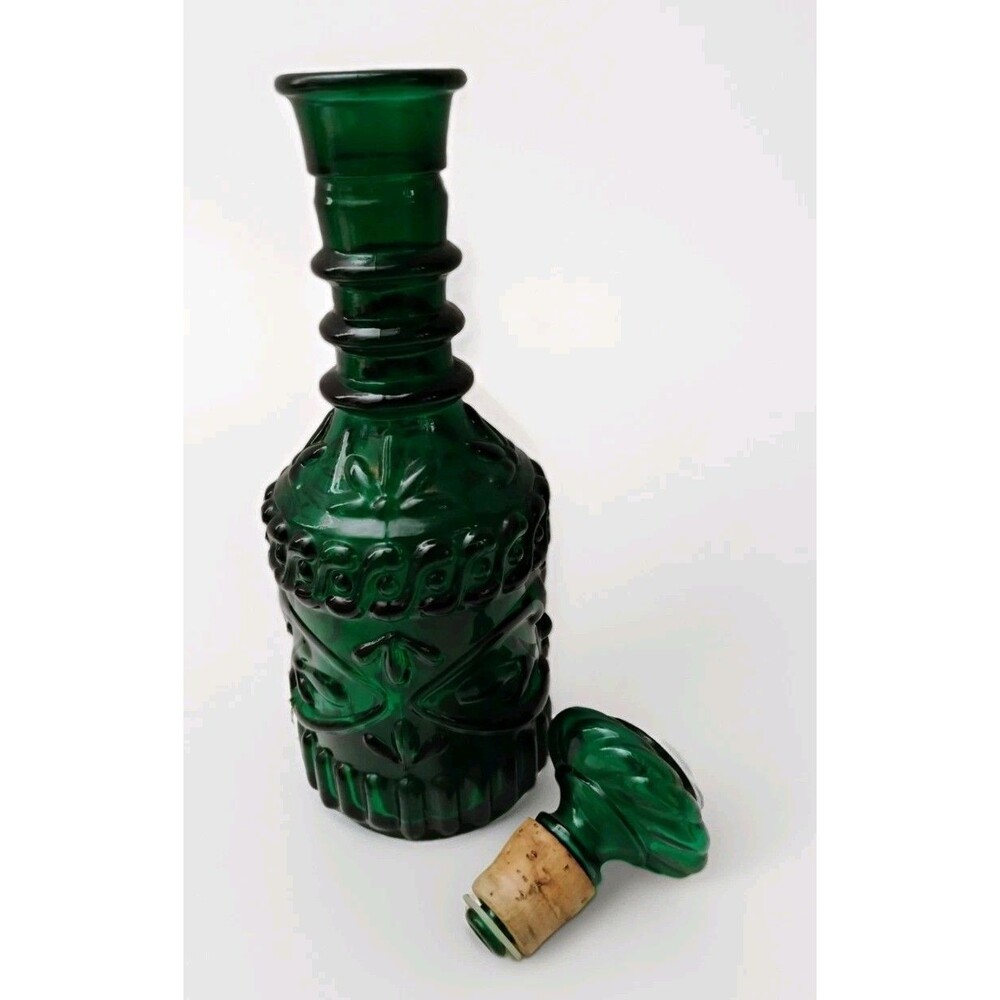 Vintage 1968 Jim Beam Emerald Green Glass Decanter Bottle KY-DRB-230 Stopper
